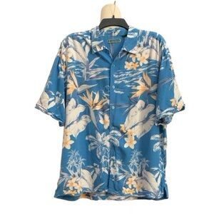 Cubavera short sleeve tropical print button down shirt